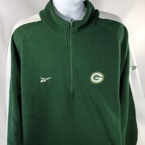 Vintage Pro Line Reebok Green Bay Packers 1/4 Zip Fleece Sweatshirt Mock 2XL 90s